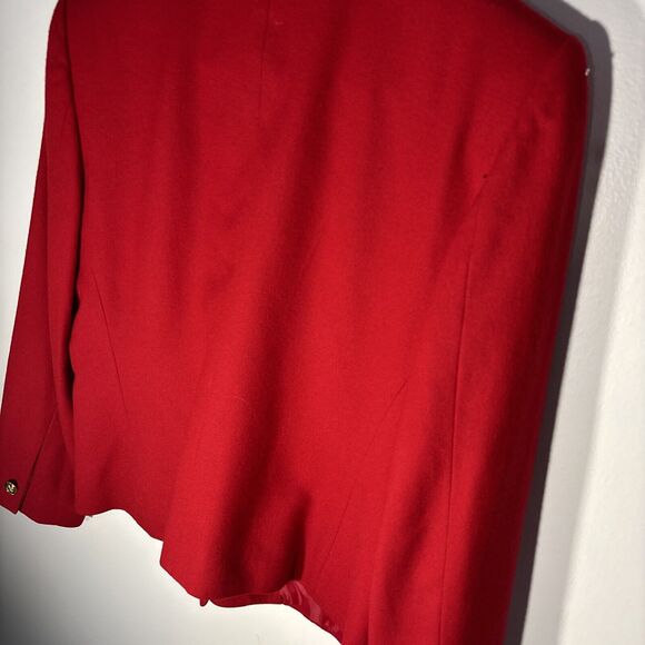 VTG 80's Talbots Womens 100% Wool Red Jacket Blazer Golden Buttons Hong Kong Sz8 - Picture 12 of 14